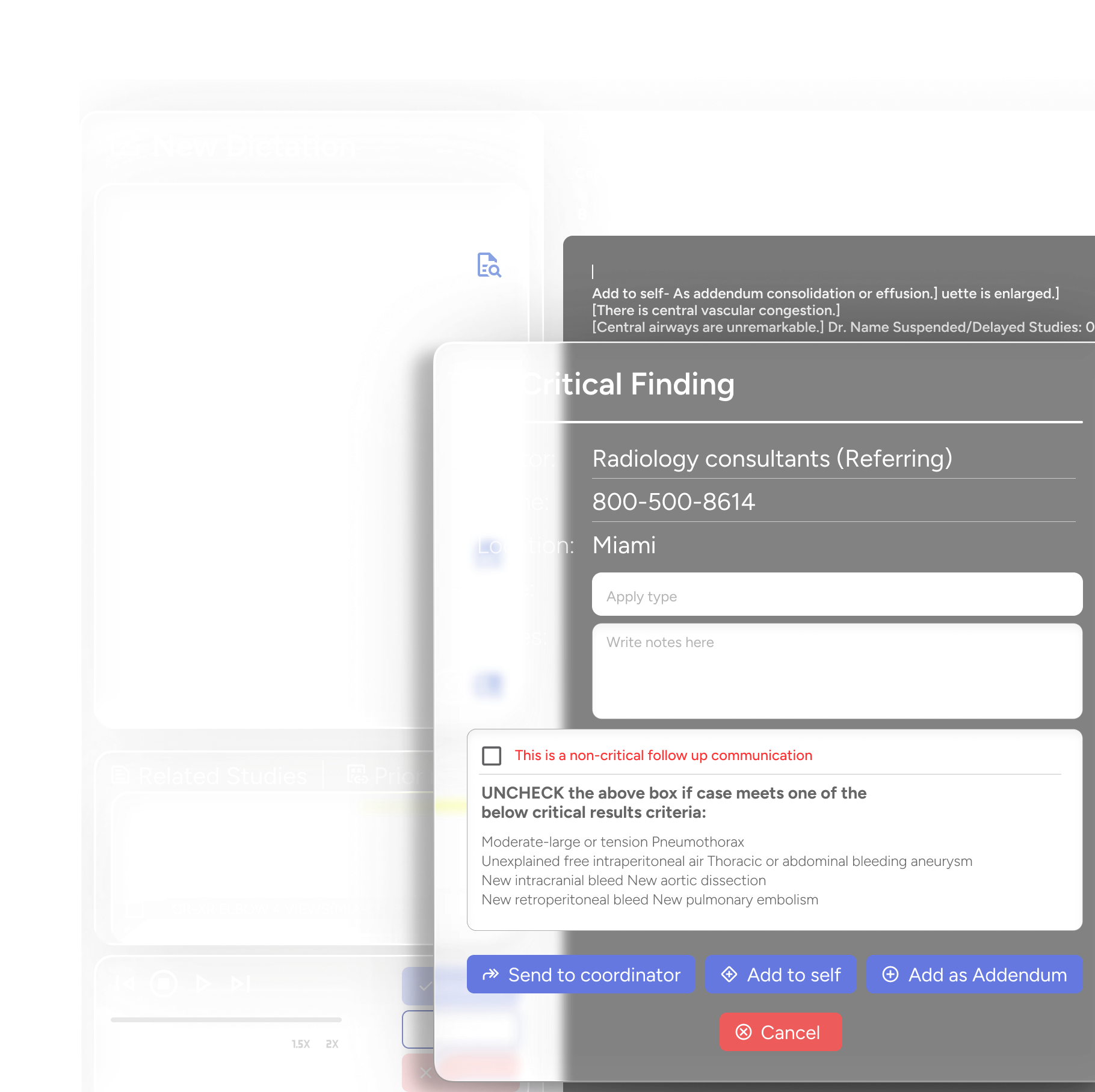Radiology workflow UI
